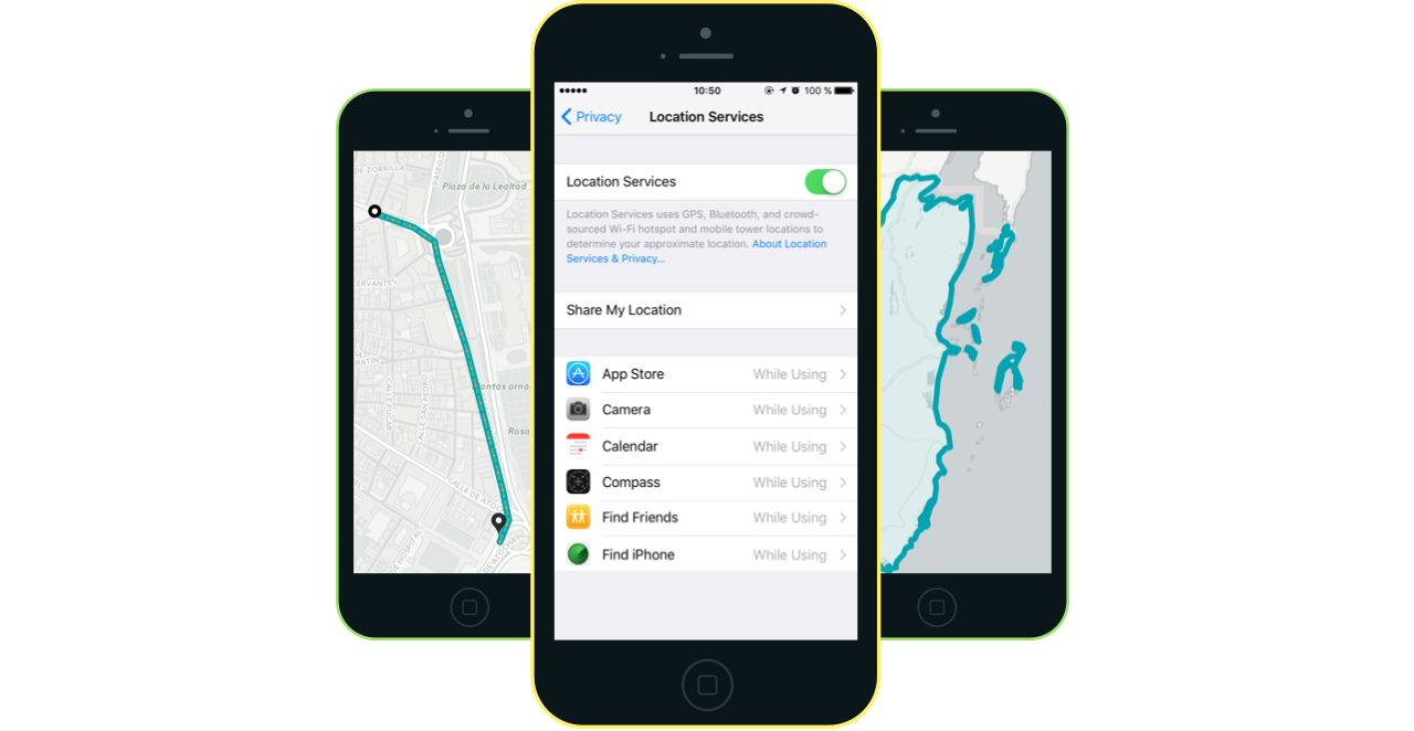 iOS Location Services screen